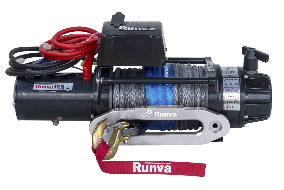 RUNVA Лебёдка электрическая 24V Runva EWB12500SSR24V 5670 кг (влагозащищенная) синтетический трос