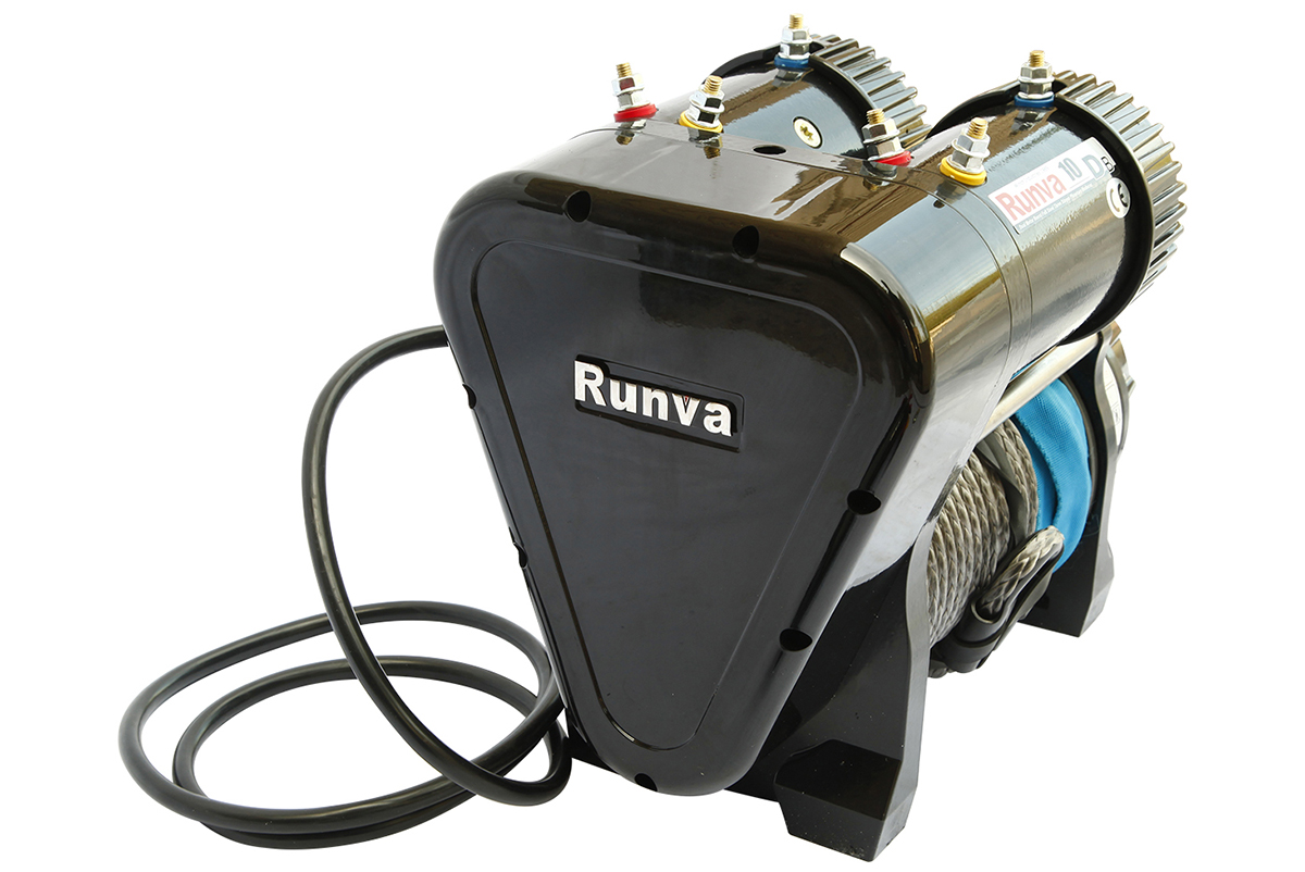 RUNVA Лебёдка автомобильная электрическая 12V Runva 10000 lbs 4500 кг двухмоторная (синтетический трос)
