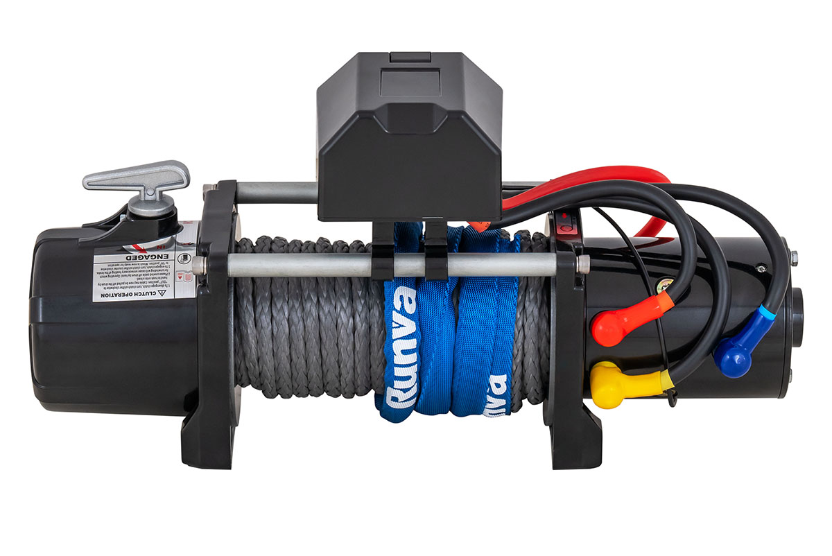 RUNVA Лебёдка автомобильная электрическая 12V Magnum 12000 lbs 5443 кг (синтетический трос)