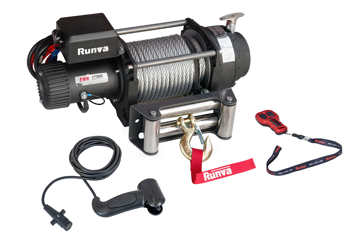 RUNVA Лебёдка электрическая (индустр.) 12V Runva EWN17500U 7930 кг
