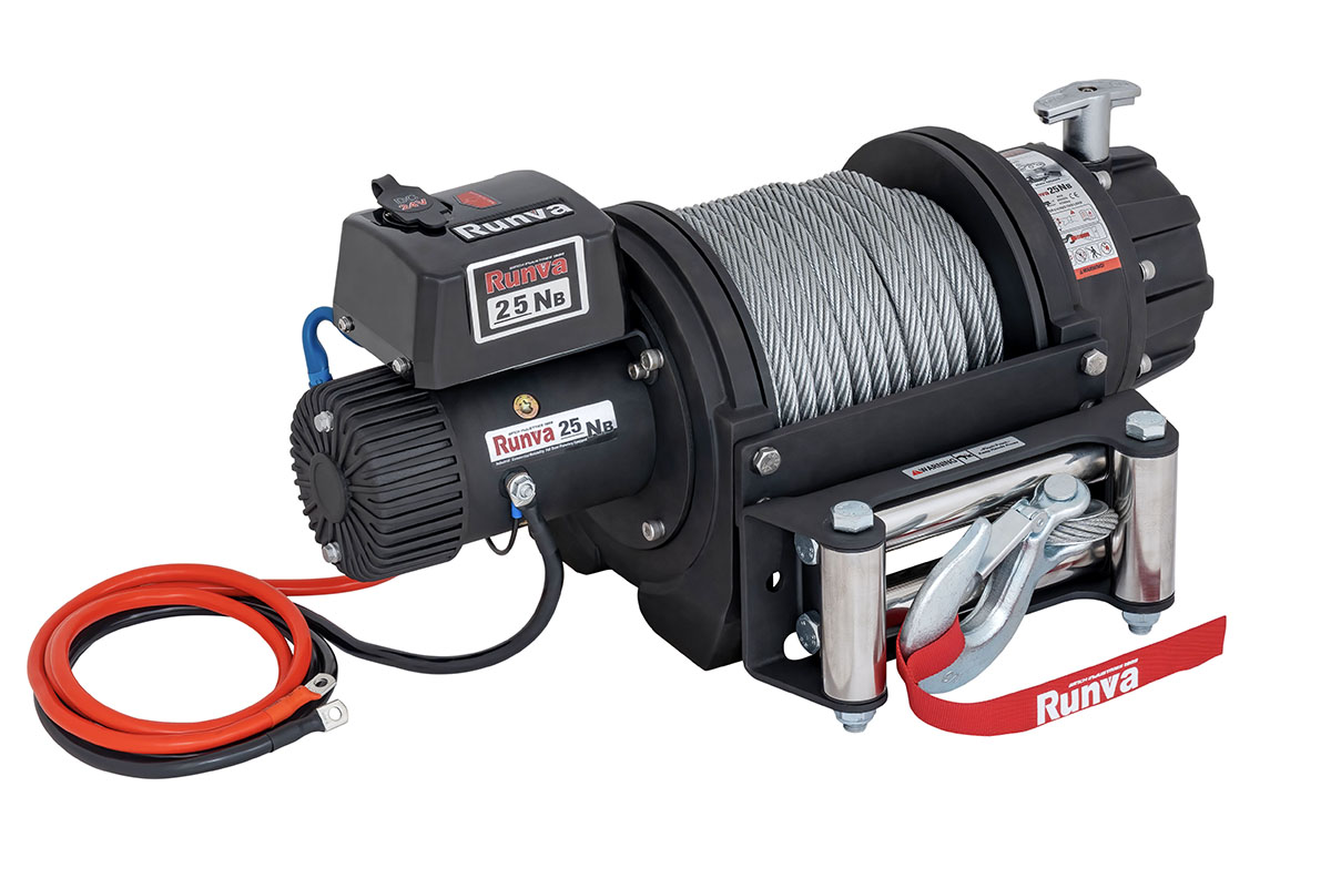 RUNVA Лебёдка электрическая 24V Runva EWB25000S24V влагозащищенная, стальной трос