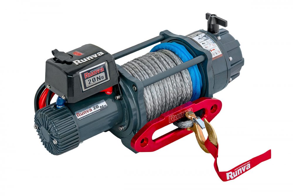 RUNVA Лебёдка электрическая 24V Runva EWB20000USR24V влагозащищенная, синтетический трос