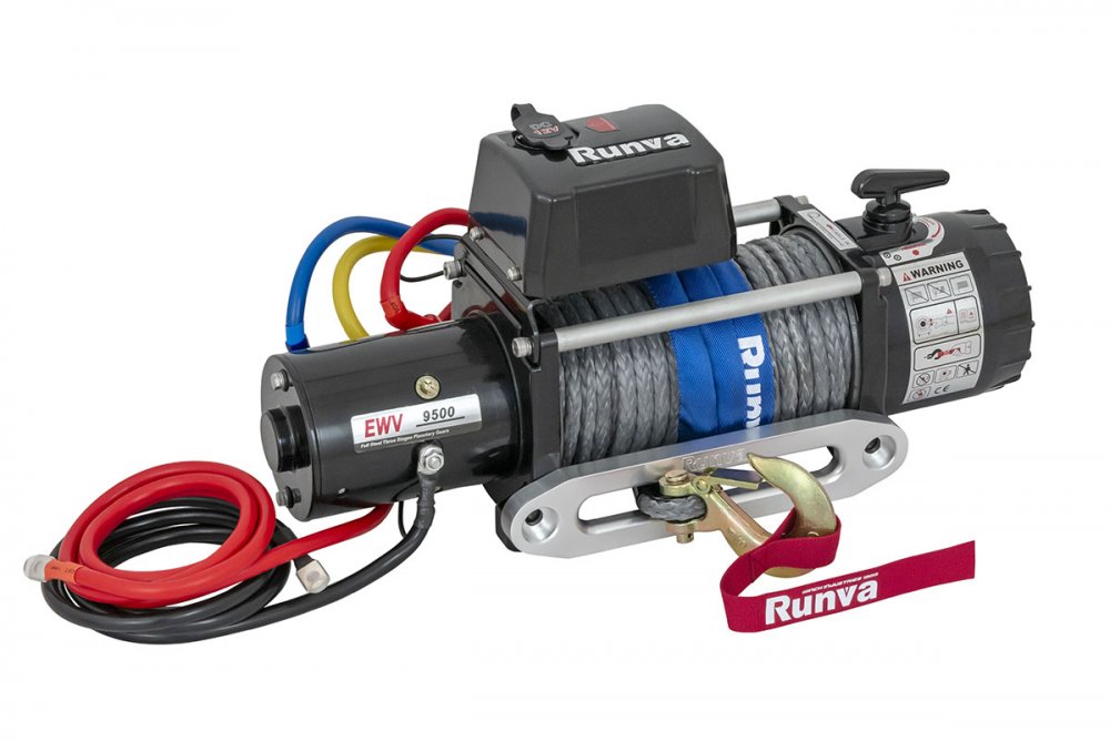 RUNVA Лебёдка автомобильная электрическая 12V Runva EWV9500SSR 4350 кг (синтетический трос)