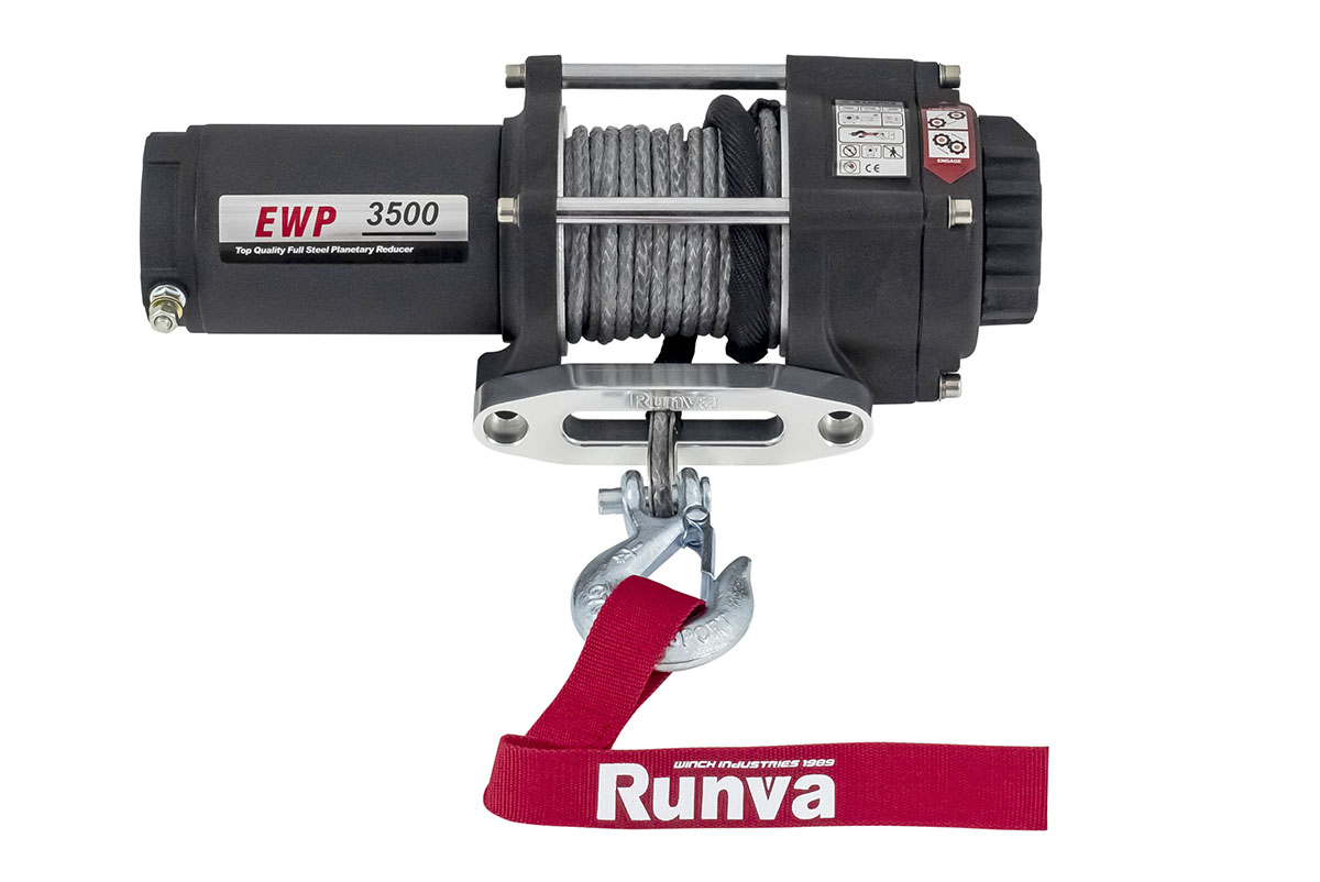 RUNVA Лебёдка электрическая 12V Runva 3500A lbs 1588 кг (синтетический трос)