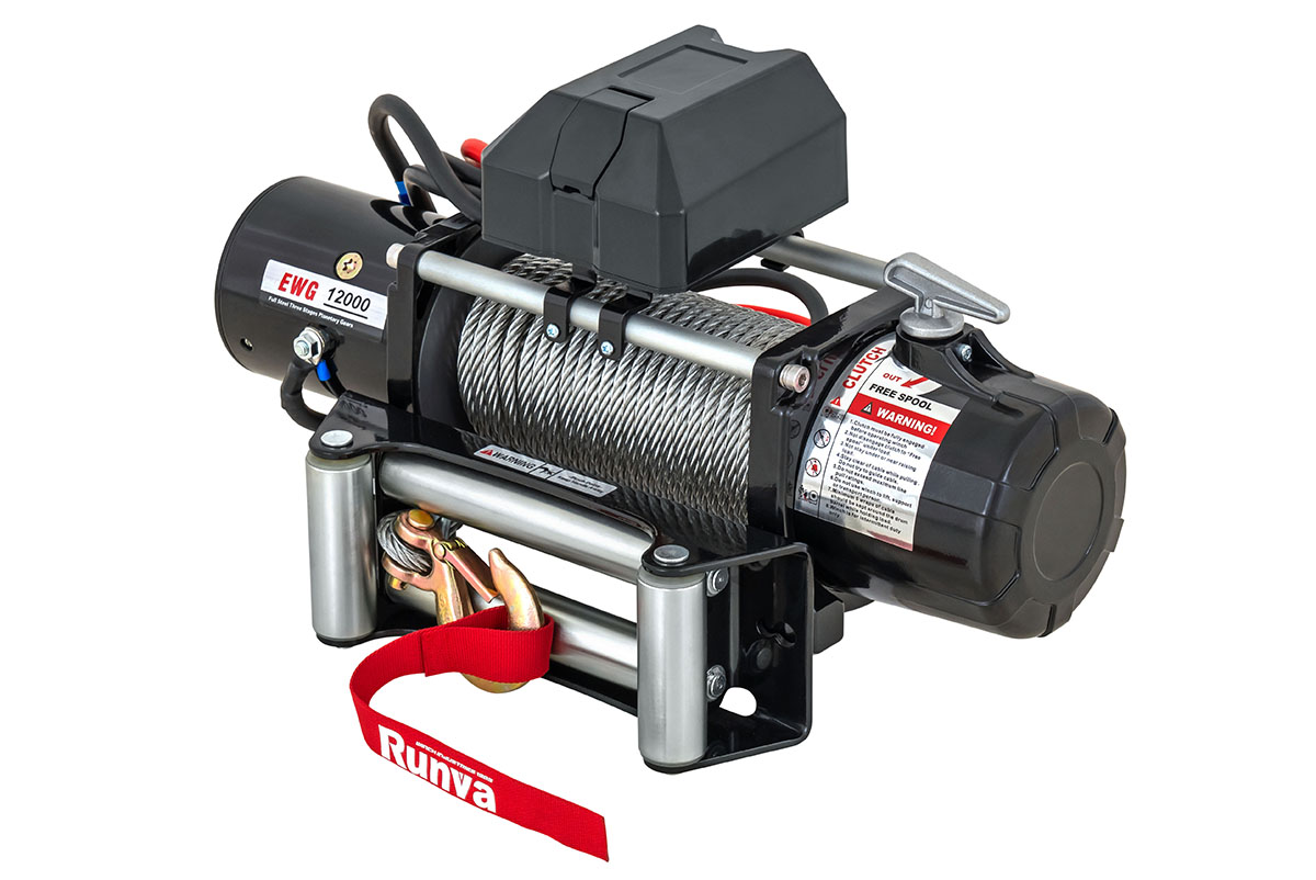 RUNVA Лебёдка автомобильная электрическая 12V Magnum 12000 lbs 5443 кг (стальной трос)