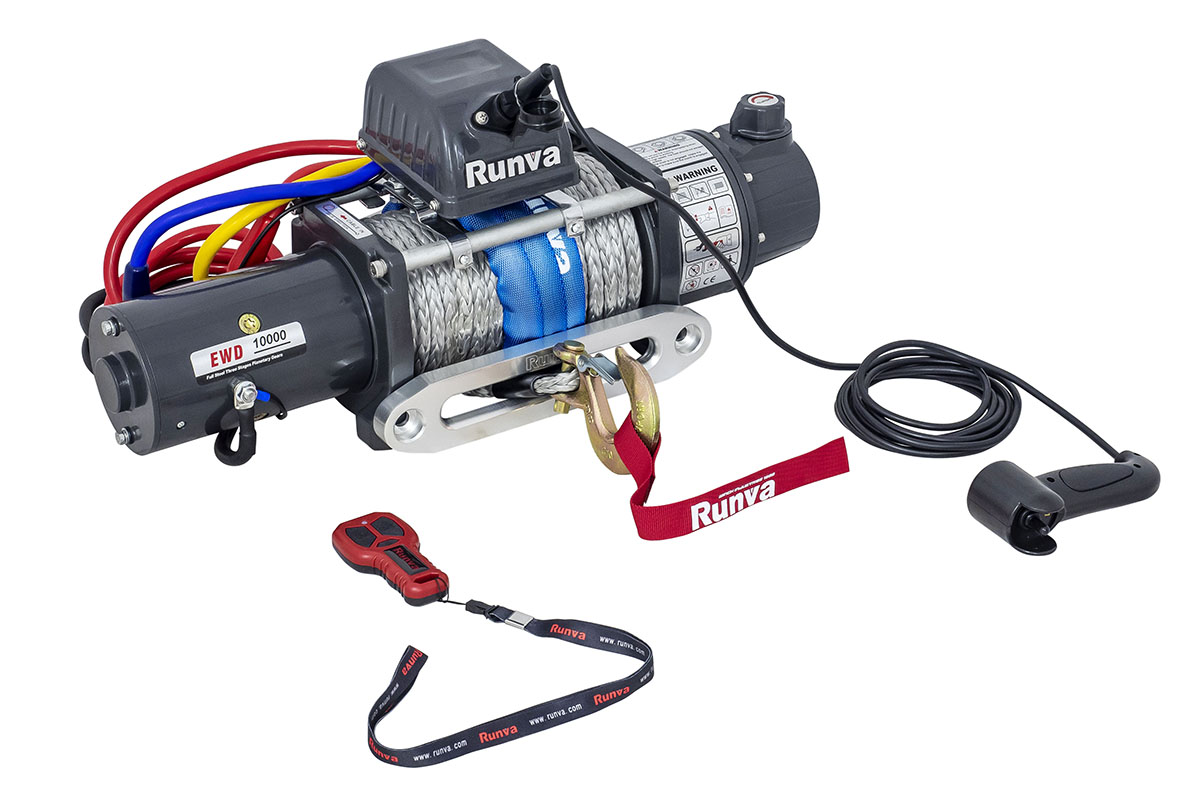 RUNVA Лебёдка электрическая двухскоростная 12V Runva EWD10000SSR 4500 кг (синтетический трос)