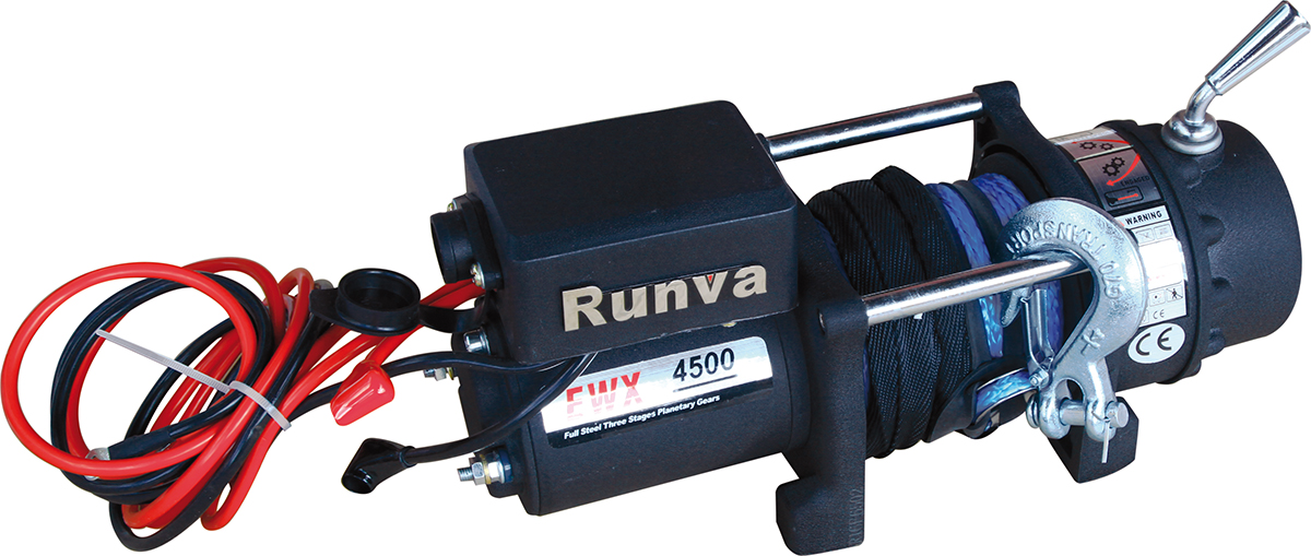 RUNVA Лебёдка электрическая 12V Runva EWX4500USR 2040 кг (синтетический трос)