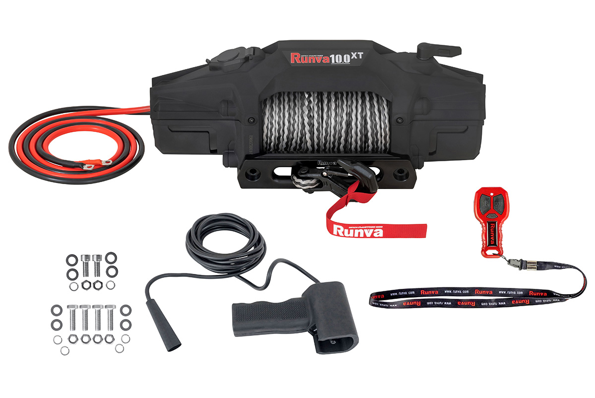 RUNVA Лебёдка автомобильная электрическая 12V Runva EWXT10000FSR 4500 кг синтетический трос