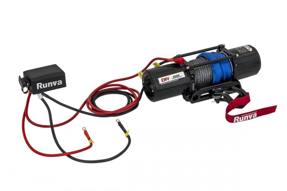 RUNVA Лебёдка автомобильная электрическая 12V Runva EWV6000SSR 2722 кг (синтетический трос)