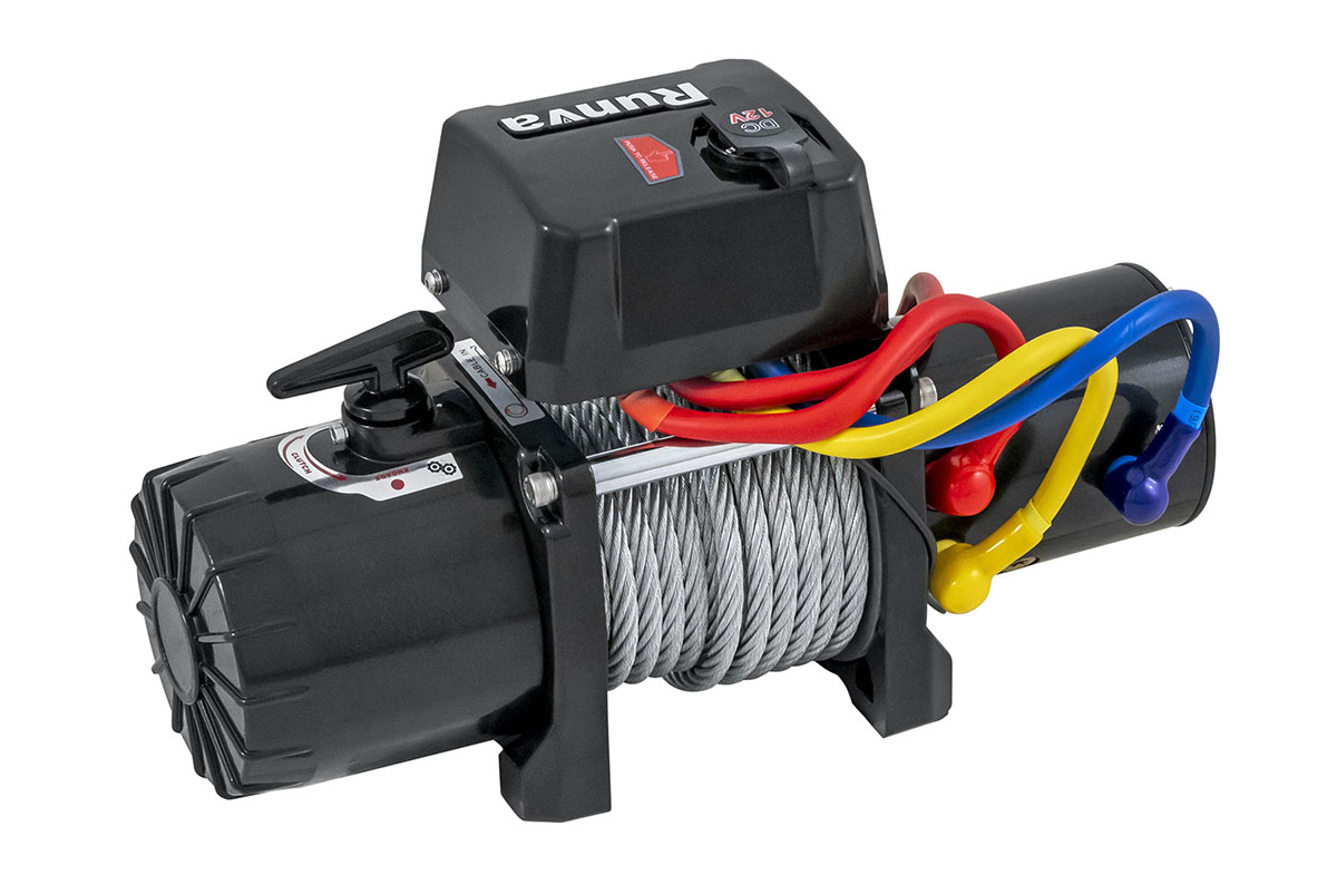 RUNVA Лебёдка электрическая 12V Runva 12500 lbs 5670 кг короткий барабан, стальной трос