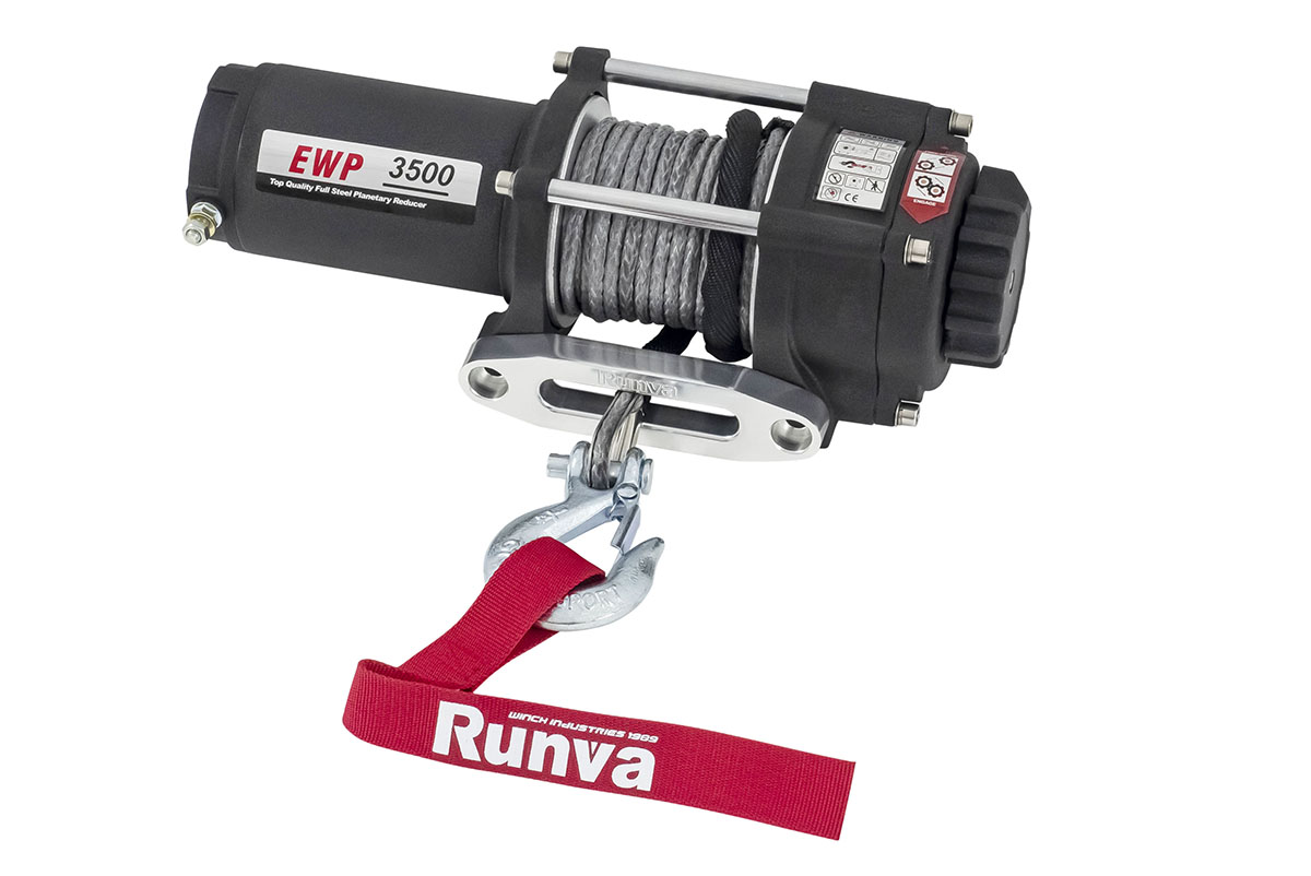 RUNVA Лебёдка электрическая 12V Runva 3500A lbs 1588 кг (синтетический трос)
