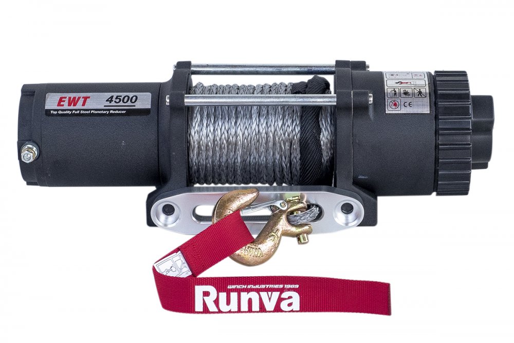 RUNVA Лебёдка электрическая 12V Runva EWT4500ASR 2041 кг (синтетический трос)