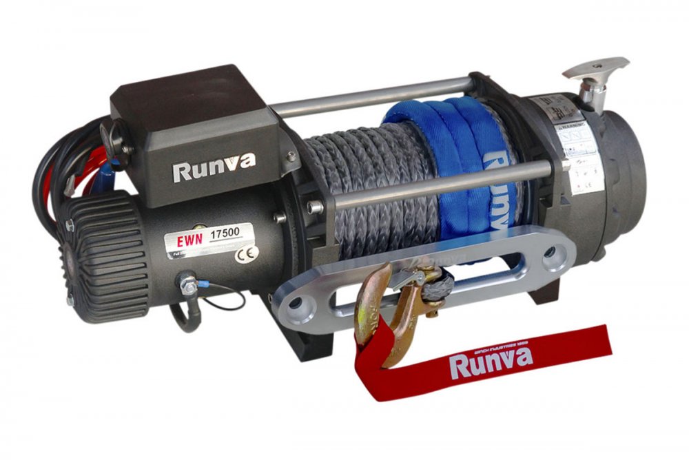 RUNVA Лебёдка электрическая (индустр.) 24V Runva EWN17500USR24V 7960 кг синтетический трос