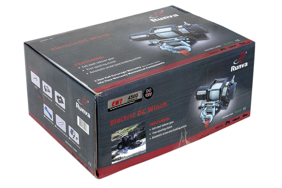 RUNVA Лебёдка электрическая 12V Runva EWT4500ASR 2041 кг (синтетический трос)