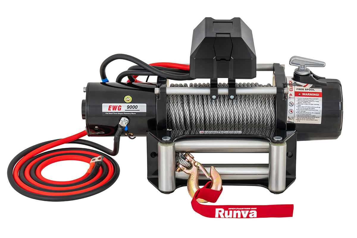 RUNVA Лебёдка автомобильная электрическая 12V Magnum 9000 lbs 4200 кг (стальной трос)