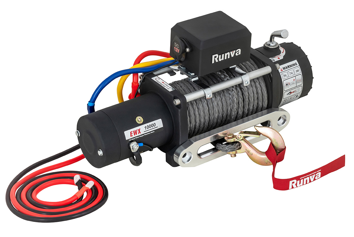 RUNVA Лебёдка автомобильная электрическая 12V Runva EWX10000SSR 4500 кг (синтетический трос)