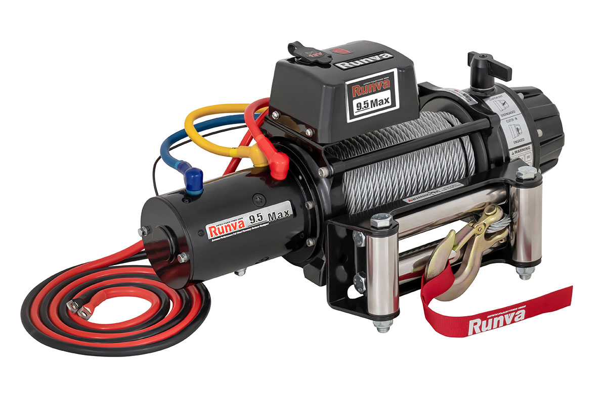 RUNVA Лебёдка автомобильная электрическая 12V Runva EWB9500MAXS 4350 кг MAX влагозащищенная, стальной трос (228:1)