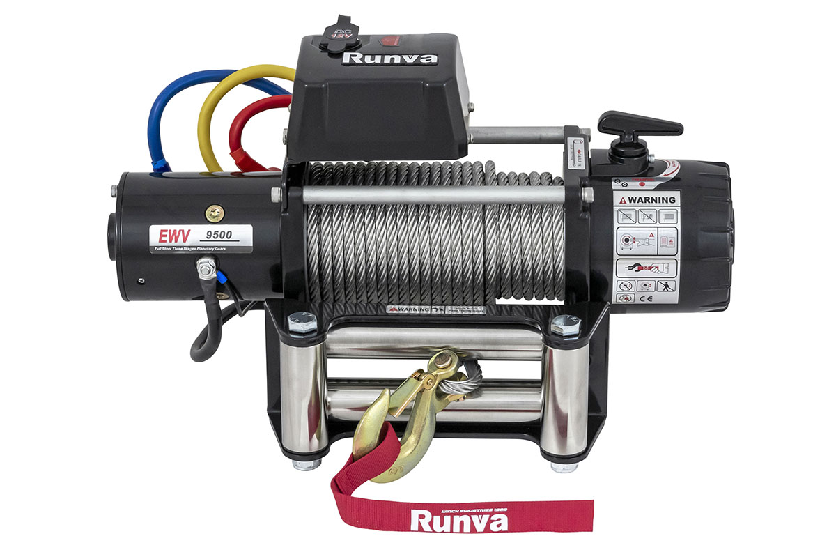RUNVA Лебёдка электрическая 12V Runva EWV9500S 4350 кг (стальной трос)