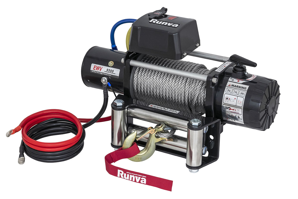 RUNVA Лебёдка электрическая 12V Runva EWV9500S 4350 кг (стальной трос)
