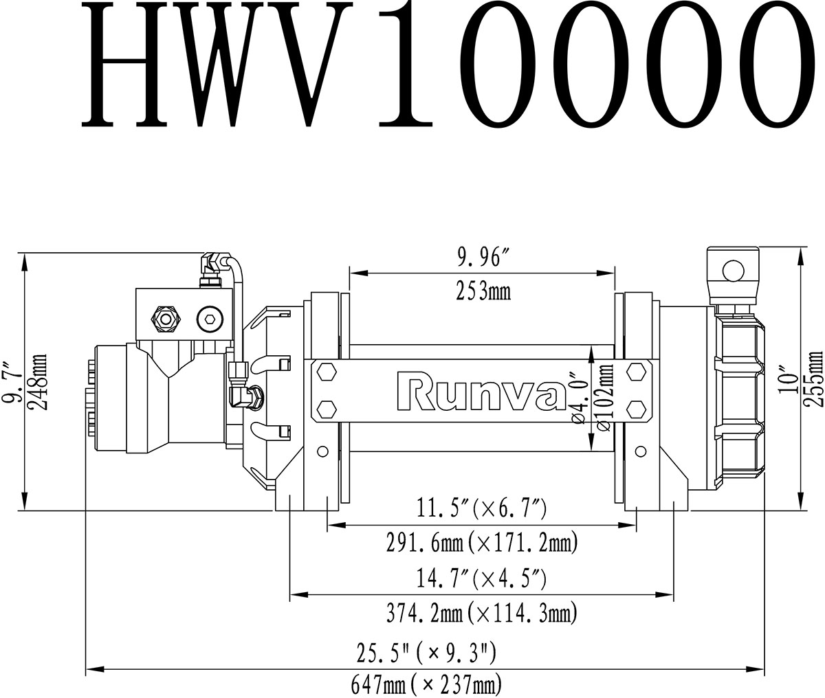 RUNVA Лебёдка гидравлическая Runva 10000 lbs 4536 кг