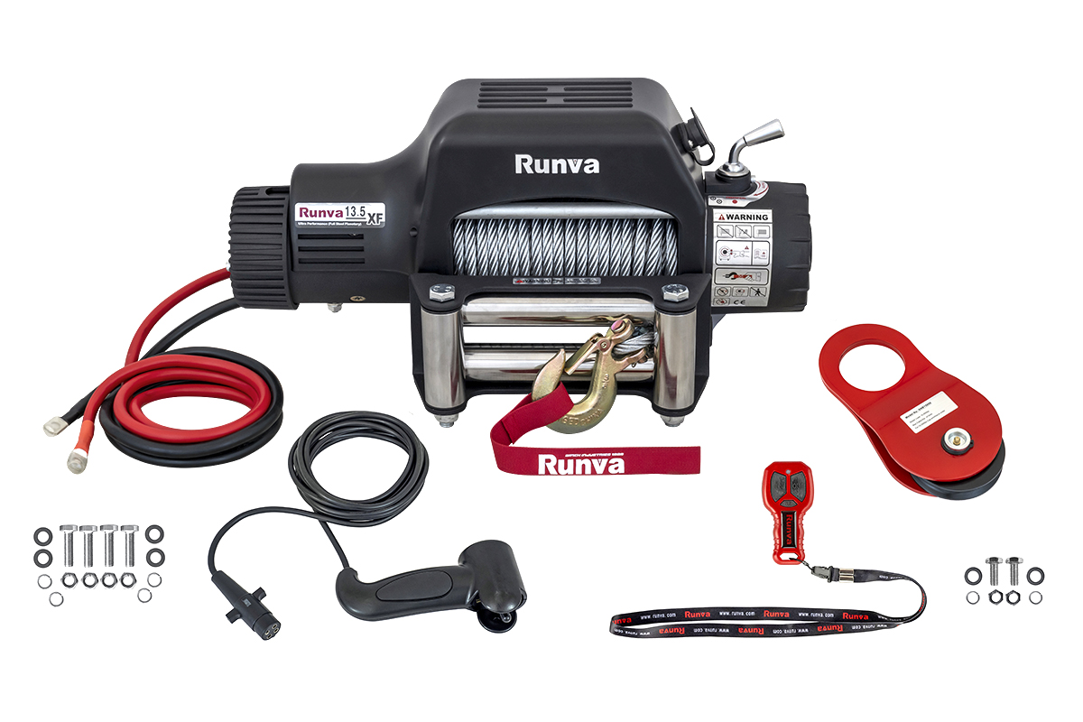 RUNVA Лебёдка автомобильная электрическая 12V Runva 13500 lbs 6136 кг стальной трос